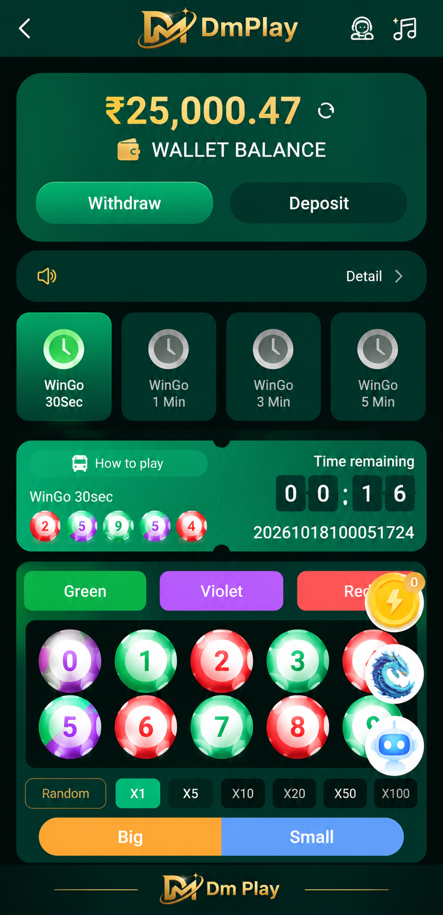 DM Play fantasy lottery interface illustration